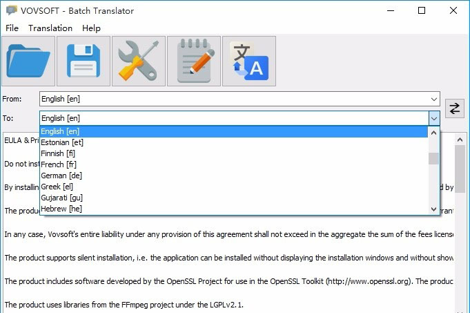 Vovsoft Batch Translatorôת Vovsoft Batch Translator뷽